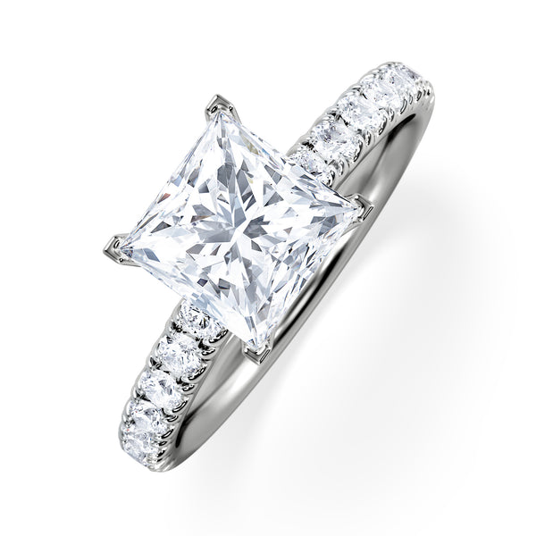 2.10ct Katerina Lab Princess Diamond Engagement Ring 18KW Gold F/VS1